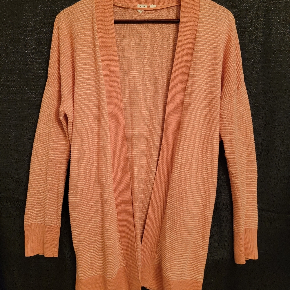 Peach Ribbed Cardigan